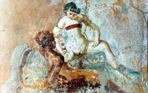 Erotisk väggmålning, Pompeji, Italien