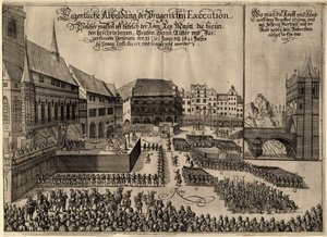 Avrättning av 27 protestantiska ledare på torget i Gamla stan i Prag den 21 juni 1621, 1621 av Unbekannt