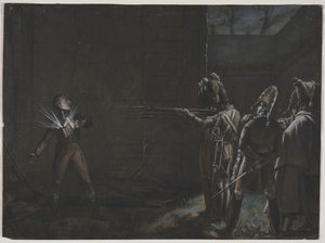 Avrättning av hertigen dEnghien, 21 mars 1804, ca. 1870. av Unbekannt
