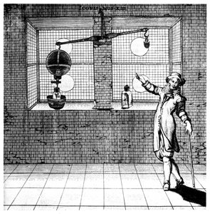 Experiment utformat för att visa att luft har vikt, 1672 av Unbekannt
