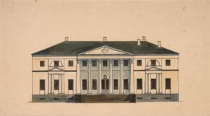 Fasad av huset i Golitsyn Petrovo-Dalneye Estate, första kvartalet av 1800-talet. av Unbekannt