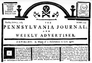 Faksimil av Pennsylvania Journal on the Stamp Act, 1765 c1880 av Unbekannt