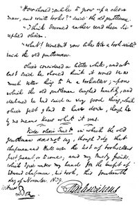 Faksimil av inskriptionen i en kopia av The Pickwick Papers, 1839 1912 av Unbekannt