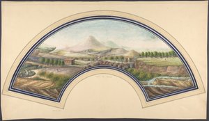 Fläktdesign med Vesuvius, 1800-talet. av Unbekannt