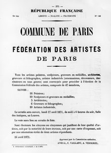 Federation des Artistes, från franska politiska affischer från Pariskommunen, maj 1871 av Unbekannt