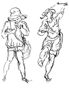 Figurer designade av Inigo Jones för masken, 1893 av Unbekannt