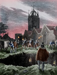 Att fylla en massgrav på natten under pesten i London, c1665 av Unbekannt