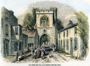 Fire-bell Gate och utegångsförbud, Barking, Essex, 1845 av Unbekannt
