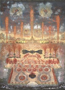 Fyrverkerier och belysning den 16 juni 1744 i Moskva, mitten av 1700-talet. av Unbekannt