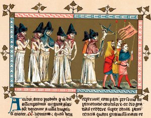 Flagellanter i den nederländska staden Tournai Doornik, 1349 av Unbekannt