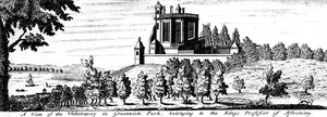 Flamsteed House i Greenwich Park, London, sent 1600-tal av Unbekannt