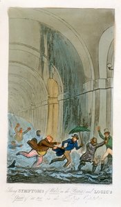 Översvämning under utgrävningen av Thames Tunnel, London, 1828 av Unbekannt