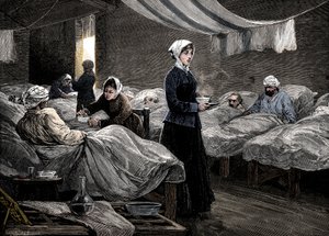 Florence Nightingale på baracksjukhuset i Scutari, c1880 av Unbekannt