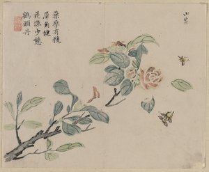 Blommande gren med bin, 1700-talet.