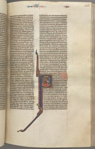 Fol. 136r, Kings IV, historisk initial P, Ahasja faller från ett torn, ca. 1275-1300. av Unbekannt