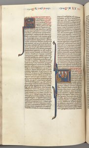Fol. 148v, Chronicles I, historik initial A, tre ättlingar till Adam, ca. 1275-1300. av Unbekannt
