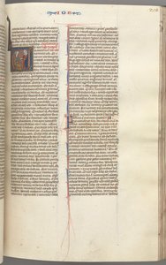 Fol. 205r, Job, historisk initial V, Job på dynghögen fick ett guldörhänge, ca. 1275-1300. av Unbekannt