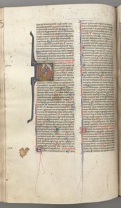 Fol. 220v, Psalm 38, historisk initial D, David knäböjer, gester mot Guds byst ovanför, ca. 1 av Unbekannt