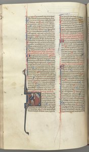 Fol. 222v, Psalm 52, historisk initial D, en dåre naken men för en mantel, med en blåsa..., ca. 1 av Unbekannt