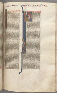 Fol. 238r, Ordspråksboken, historisk initial P, Salomo instruerar Rehabeam, ca. 1275-1300. av Unbekannt