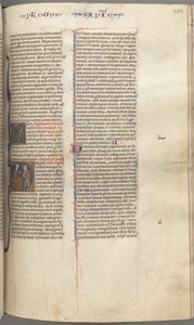 Fol. 251 r, Vishet, historik initial D, Salomo instruerar en soldat, ca. 1275-1300. av Unbekannt
