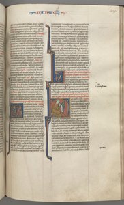 Fol. 317r, Baruch, historisk initial H, Baruch sittande vid ett skrivbord och skriver på en rulle, ca. 1275-1300. av Unbekannt