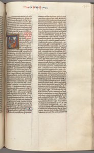 Fol. 350r, Hosea, historisk initial V, Hosea predikar för tre män. , c. 1275-1300. av Unbekannt