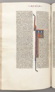 Fol. 382v, Maccabees II, historisk initial F, en gyllene kalk som presenterades för en jude, ca. 1275-1300. av Unbekannt