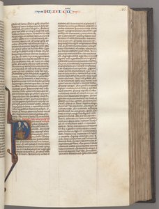 Fol. 86r, Domare, historisk initial R, Juda sittande med en bok som talar till Gud, ca. 1275-1300. av Unbekannt