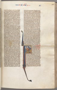 Fol. 98r, Kings I, historisk initial F, Elkana och Hanna knäböjer framför ett altare..., ca. 1275-13 av Unbekannt