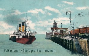 Folkestone Boulogne Båt avgår, c1905 av Unbekannt