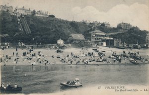 Folkestone. Stranden och liftarna, sent 1800-tidigt 1900-tal av Unbekannt