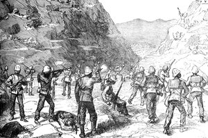 Foraging Party of the 67th Attacked by the afghans, 9 november 1879, c1880 av Unbekannt