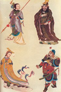 Fyra kända figurer i kinesisk historia, 1907 av Unbekannt