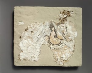 Fragment av väggmålning: hona med munskydd padam, ca. 700-talet e.Kr. av Unbekannt