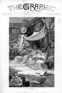 Den franska skådespelerskan Sarah Bernhardt i sin studio i Paris, Frankrike, 1890 av Unbekannt