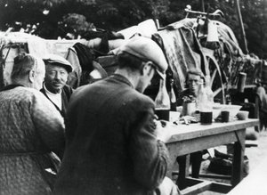 Franska och belgiska flyktingar, Rambouillet, Frankrike, 16 juli 1940 av Unbekannt