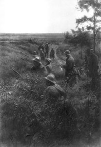 Franskt infanteriposition i en nedsänkt körfält, norr om Villers-Cotterets, Aisne, Frankrike, 1918 av Unbekannt