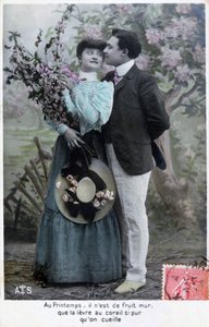 Franskt romantiskt vykort, c1900 av Unbekannt