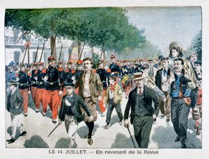 Franska soldater som återvände från granskningen den 14 juli 1901 av Unbekannt