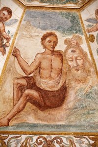 Fresk i den dominikanska kyrkan, Muro Leccese, Apulien: man som håller Johannes Döparens huvud, Muro Leccese, Italien av Unbekannt