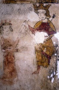 Fresk av Ferrande-tornet i Pernes-les-Fontaines (Pernes les Fontaines, Vaucluse (84)) från 1200-talet: Karl I av Anjou (1227-1285) till vilken kroppen av Manfred I av Sicilien eller Hohenstaufen (ca 1232) -1266) förs. av Unbekannt