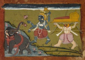 Gajendra Moksha: The Salvation of the King of the Elephants, 1800-talet. av Unbekannt