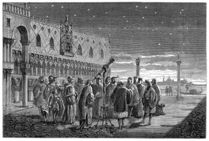 Galileo demonstrerar sitt teleskop, Venedig, 1609 1870 av Unbekannt