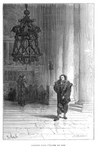 Galileo observerar ljuskronans svängning i Pisas katedral, c1584 1870 av Unbekannt