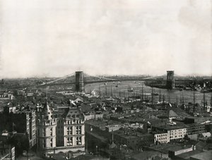Allmän vy som visar Brooklyn Bridge, New York, USA, 1895. av Unbekannt