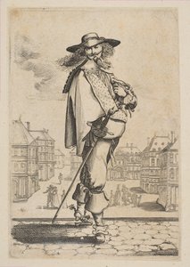 Gentleman with a Sword Before Some Buildings, 1629. av Unbekannt