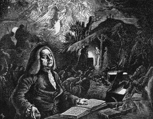 George Frideric Handel 1685-1759 komponerar sin Messias, c1700-talet av Unbekannt