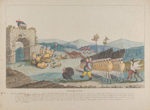 George III leder en armé av kannor, 1794. av Unbekannt