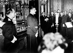 Tysklands ambassadör i Vichy Frankrike, Otto Abetz, håller presskonferens den 15 december 1940 av Unbekannt